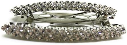 Crystal Hair Barrette 2pc Hair Clip 60mm small pair