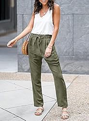 Acelitt Womens Casual Pants Capris Drawstring