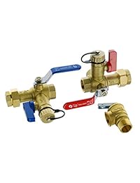Hydro Master   Kit de válvula de servicio de calentador de agua sin depósito con válvula de alivio de presión, latón limpio