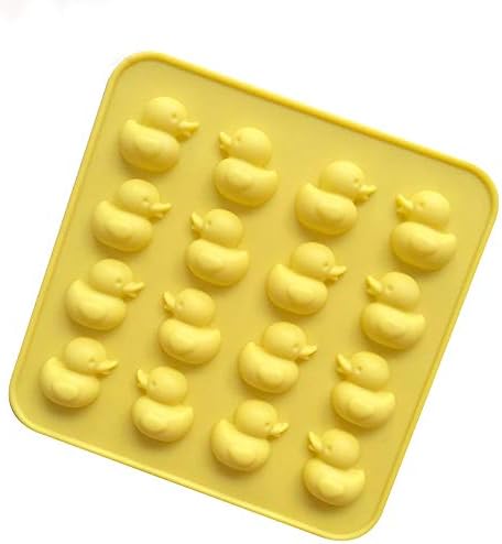 16-Hole Mini Duck Cake Molds Cute Cartoon Baking Mould Fondant Pudding Chocalte Soap Shaping Decorating Tool,Yellow,17.6 * 17.6cm