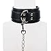 Black Collar Leash with Chain - Bondage Sex Product for Kink Play