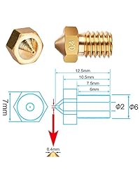 ExcelFu M6   Boquilla extrusora de boquilla de latón de 0.016 in para filamentos E3D V5 V6 de 0.069 in, 20 unidades