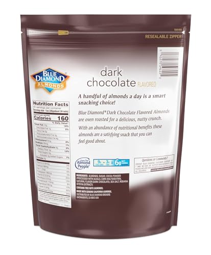 BLUE DIAMOND ALMONDS, OVEN ROASTED DARK CHOCOLATE FLAVORED SNACK NUTS PERFECT FOR SNACKING, ON-THE-GO, LUNCHES AND MORE, 40 OZ.