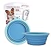 Prima Pet Expandable/ Collapsible Silicone Food & Water Travel Bowl with Clip for Small & Medium Dog and Cat, Size: 1.5 Cups (5.1 Inch Diameter Bowl) (AQUA)