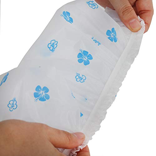 Ifnow 5 Packs Waterproof Lace Elastic Band Shower Caps Flower Printed Hat Plastic PE Reusable Bathing Hair Cap
