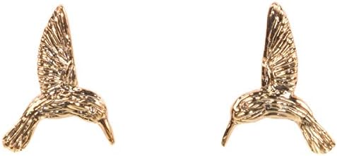Gold Plated Hummingbird Stud Earrings with Titanium Posts by Zoetik