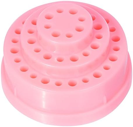 Vinjeely 48Hole Pink Organizer Manicure Box Displayer Nail Drill Bit Holder Stand