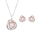 KAVANI Rose Gold Plated Elegant Pearl Crossing Round Pendant Necklace Earrings Set Jewelry Set for Women