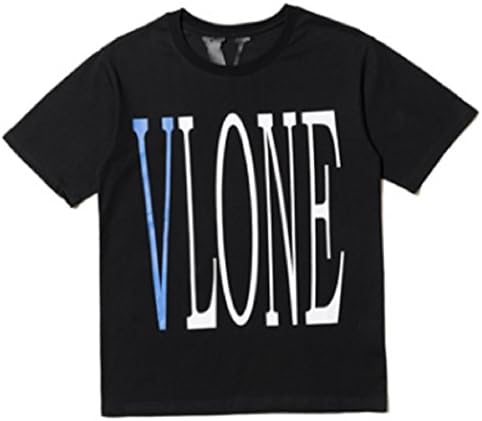 MJon Fashion Men Vlone Summer Big V Cotton T-Shirt Behind Short Sleeve