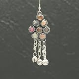 White Metal Earrings with Semi Precious Stones