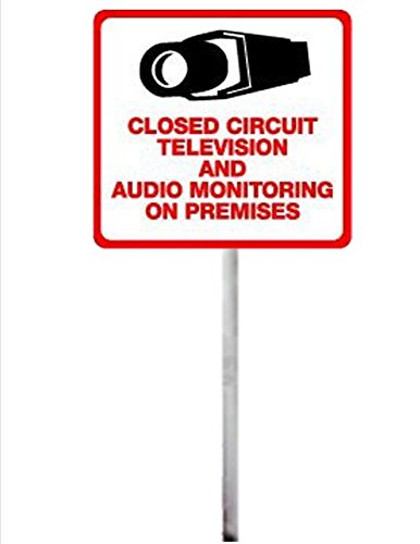 CCTV Surveillance Camera Video & Audio Warning Notification Sign on Stake | Commercial Grade Plastic | UV Fade & Scratch Resistant | Aluminum Stake | Audio Notification - It's the Law | - Thumbnail 4