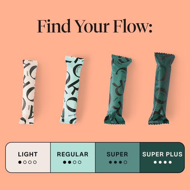 Cora Organic Applicator Tampon Multipack | 18 Regular & 18 Super Absorbency | 100% Organic Cotton, Unscented, BPA-Free Compact Applicator | Leak Protection | Packaging May Vary | 36 Total