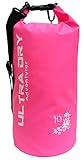 Premium Waterproof Bag, Sack with Phone Dry Bag and Long Adjustable Shoulder Strap Included (Pink, 10 L)