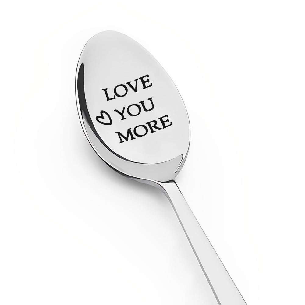 Love You More Spoon Gifts for Husband Anniversary present for Wife Grilfriend Gifts from Boyfriend Dad and Mom Gifts from Son Daughter Graduation Gifts for Him Her Happy Retirement Gifts for Women Men