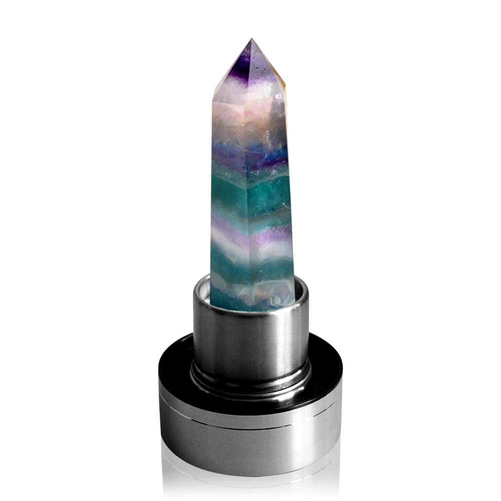 Tyuodna Crystal Water Bottle, Removable Natural Crystal Quartz Glass Water Bottle, Healing Natural Quartz Water Bottle, Portable Proof Leak Gemstone Bottle 550ml (Colorful Fluorite Crystal)