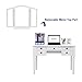 SONGMICS Vanity Set Tri-folding Mirror Make-up Dressing Table Cushioned Stool 5 Drawers White URDT108M