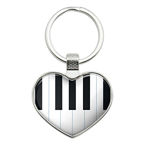 Piano Keys Keyboard Pianist Music Heart Love Metal Keychain Key Chain Ring