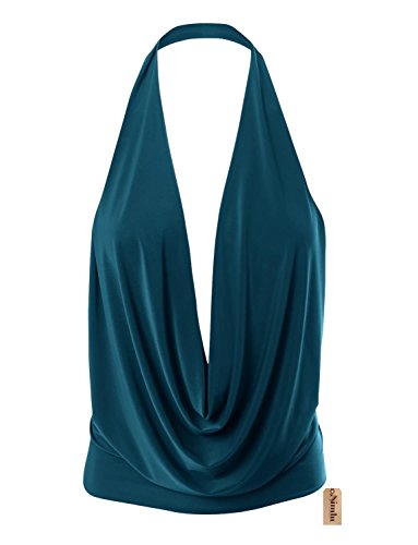 Teal womens tops halter