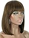 Beauart 12” 100% Remy Human Hair Short Bob Wigs for Women Straight Hair Brown Highlights Bob Wigs with Hair Bangs,Trendy and Natural Looking Everyday Wear Wigs