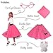 Hip Hop 50's Shop 1950s Girls 4 Piece Poodle Skirt Costume Outfit for Kids with Accessories (glasses, socks, scarf) (Child Medium Light Pink)