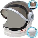 Astronaut Helmet with Movable Visor Pretend Play Toy Set for School Classroom Dress Up, Role Play Accessory, Stocking, Birthday Party Favor Supplies, Girls, Boys, Kids and Toddler. White