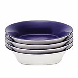 Rachael Ray Dinnerware Round and Square Pasta Bowl Set, 4-Piece, Blue