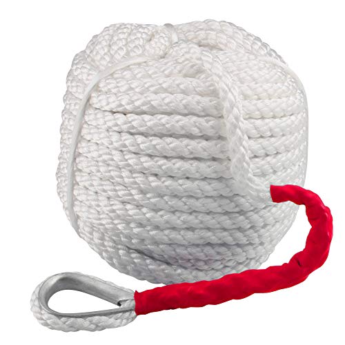 Bang4buck 3/4" x150' Anchor Rope, Strong Polypropylene Docking Dockline Boat/Sailboat/Mooring/Pull/Docking Lines with Thimble- 12592LB Breaking Strain