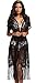 Costyleen Summer Womens Beach Wear Cover up Swimwear Bikini Lace Floral Long Maxi Beach Dress Black S(fits XS-S)