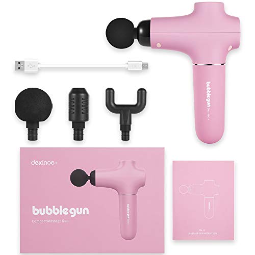 Dexinoe Muscle Massage Gun , Power Cordless Handheld Electric Massager Portable Lightweight (375g), Deep Tissue Percussion Massagers for Full Body Muscle Recovery and Pain Relief Rechargeable (Pink)