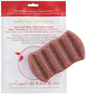 Konjac 6 Wave Body Sponge Red French Clay (Pack of 2)