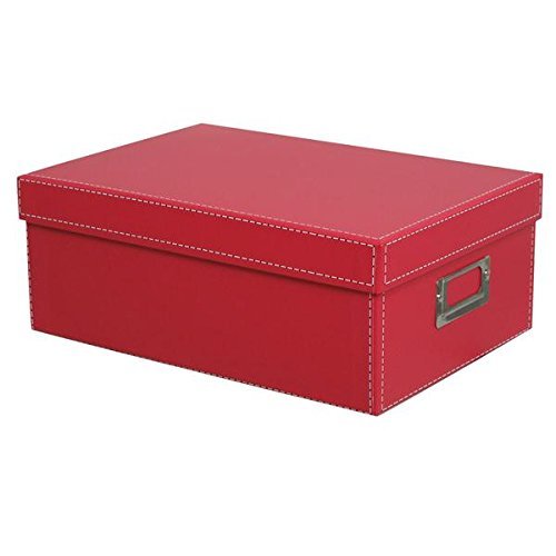 KVD Photo Storage Boxes, for 4x6 5x7 Photos, DVDs, CDs & Negatives, Red 4pk