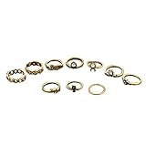 Rings Set;START 10PCS/Set Bohemian Totem Crystal Rings (Gold)