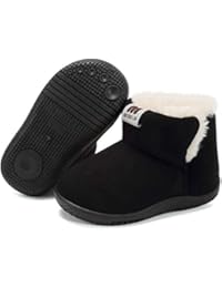 KEESKY Snow Boots for Toddler Boys Suede Fur Lined Winter Warm Outdoor Footwear Black Size 5 M Toddler