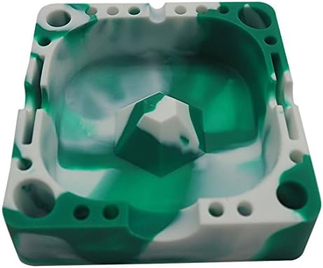 Gentcy Silicone Ashtray Eco-Friendly Silicone Rubber High Temperature Heat Resistant Design Ashtray (White/Blue)