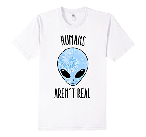 Men's Crewneck T-shirt - Humans Aren't Real Alien Space Galaxy 3XL White