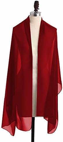 Verabeauty Burgundy Women Long Soft Chiffon Evening Shawls and Wraps Scarves