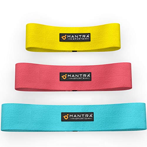 Resistance Booty Loop Bands - Butt Lifter Exercise Band in Elastic, Non Slip Fabric - Perfect for Stretching, Fitness, Weight Loss & Physical Therapy - Set of 3 with Carry Bag & Workout Guide Poster