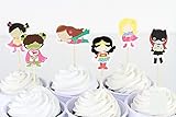 24pcs Girls Superhero Candy Bar Cupcake Toppers Picks Baby Shower Kids Birthday Party Supplies