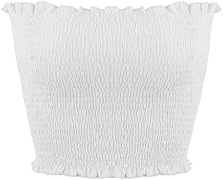 Women's Sexy Off Shoulder Bandeau Strapless Crop Tops Pullover Blouse Tube Cami