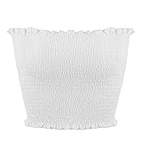 Women's Sexy Off Shoulder Bandeau Strapless Crop Tops Pullover Blouse Tube Cami (Small, White)