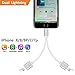 iPhone 7 Adapter & Splitter, Dual Lightning Headphone, Lightning Adapter Headphone Jack Audio & Charge Cable for Chagring & Listening (Support iOS 10.3)(Silver)