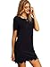 Romwe Women's Short Sleeve Casual A-Line Mini Party Dress Black L