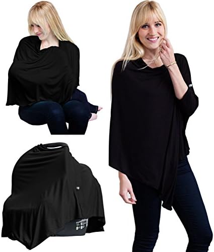 Nursing Poncho | Nursing Cover Poncho | Full Coverage Breastfeeding Cover (Black)