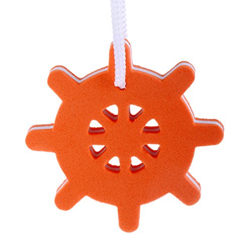Dolity 70mm Steering Wheel Shaped Floating Key Ring Key Float Kayak Canoe Boat Fishing Sailing Rowing Accessories - Orange, 7cm