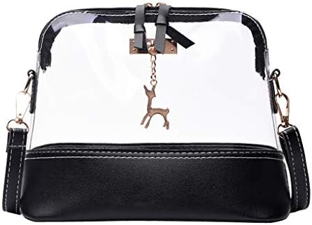 Zainafacai Women Transparent Crossbody Bag Fawn Pendant Shell Shoulder Bag Messenger Bag (Black)