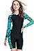 Swimsuit for Women Design One Piece Long - sleeve Surfing Suit Sun Protection, Short Leg Cover - Blue, M for Height 64 inch - 66 inch