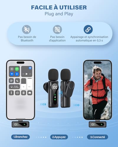 Newmight Wireless Microphone Tie - Plug & Play Compatible with iPhone/Android/PC | Magnetic Mount,Noise Reduction,30M Range,Microphone Telephone for Youtube Podcast Vlog