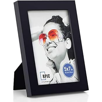 RPJC 5x7 Picture Frames Made of Solid Wood High Definition Glass for Table Top Display and Wall Mounting Photo Frame Black