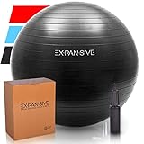 EXPANSIVE Living Exercise Ball (Black, 55 cm) - HEAVY DUTY for Yoga, Balance, Stability, Therapy, Workout, Fitness, Pilates & Birthing. Swiss Ball | Office Chair | Physio Ball -2,000lb STATIC STRENGTH