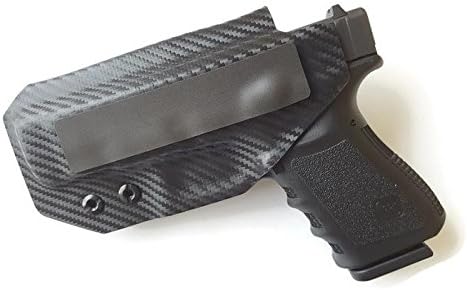 Glock 19, 23, 32 - .080" Thick Kydex Inside the Waistband Gun Holster - With Comfort Pad - Made in the USA (Black Carbon Fiber - Right Hand)